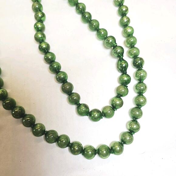 Vintage 12mm Christmas Tree Garland Larger Bead Mercury Glass Strand Green 96" - Picture 3 of 11